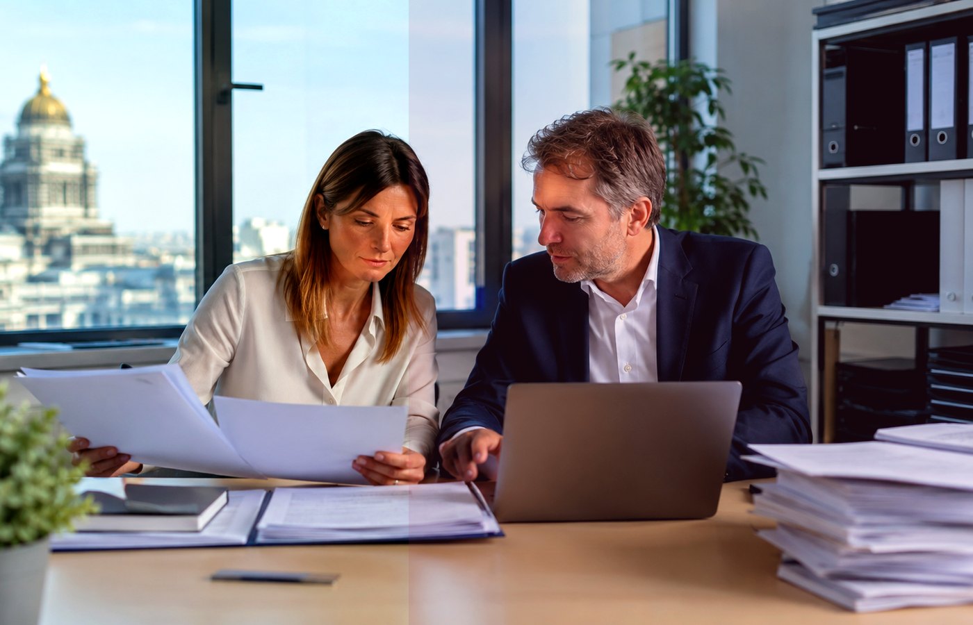 Documents et ordinateur en contexte professionnel